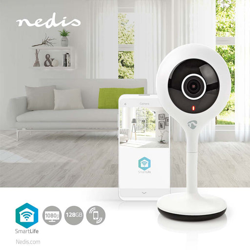 Nedis SmartLife Indoor Camera - Wi-Fi, Full HD 1080p, Cloud Storage (optional) / microSD (not included), Night vision - White
