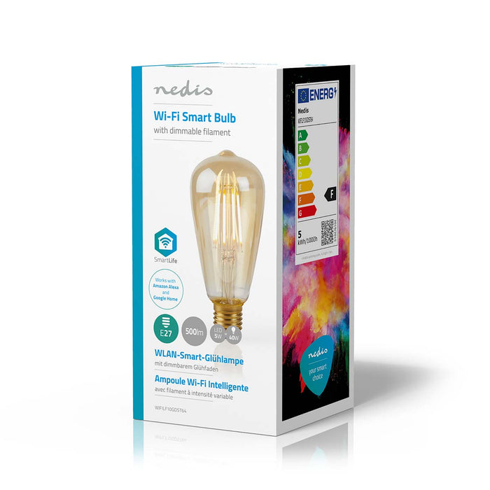 Nedis SmartLife LED Filament Bulb - Wi-Fi, E27, 500 lm, ST64 - 1 pcs