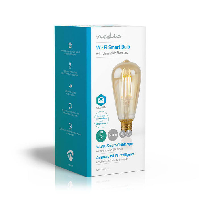 Nedis SmartLife LED Filament Bulb - Wi-Fi, E27, 500 lm, ST64 - 1 pcs