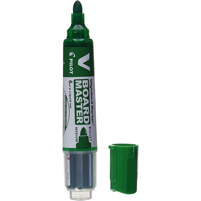 Pilot Begreen Recycled V Board Master Whiteboard Marker Bullet 6.0 mm Tip - Green, Box of 10