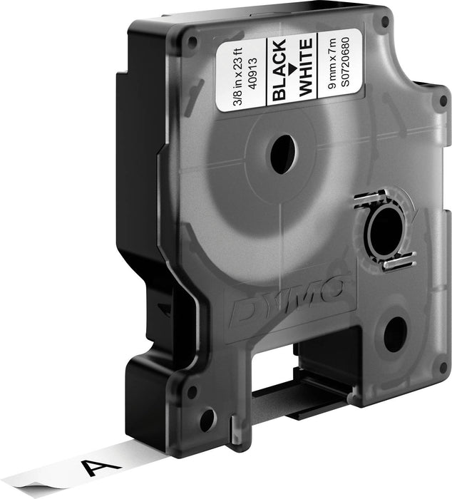 DYMO Authentic D1-Etiketten, 9 mm x 7 m Rolle, schwarzer Druck auf Weiß, selbstklebende Etiketten für LabelManager-Etikettendrucker, 10 Stück