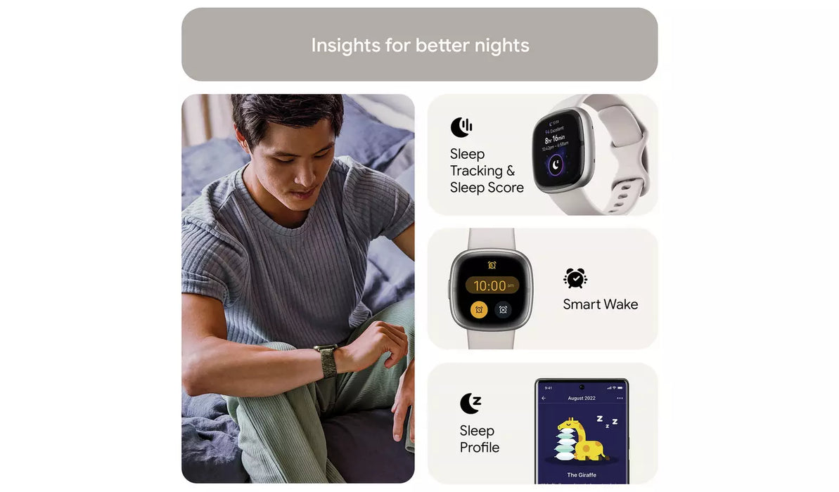 Fitbit Sense 2 Smart Watch - Lunar White/Platinum