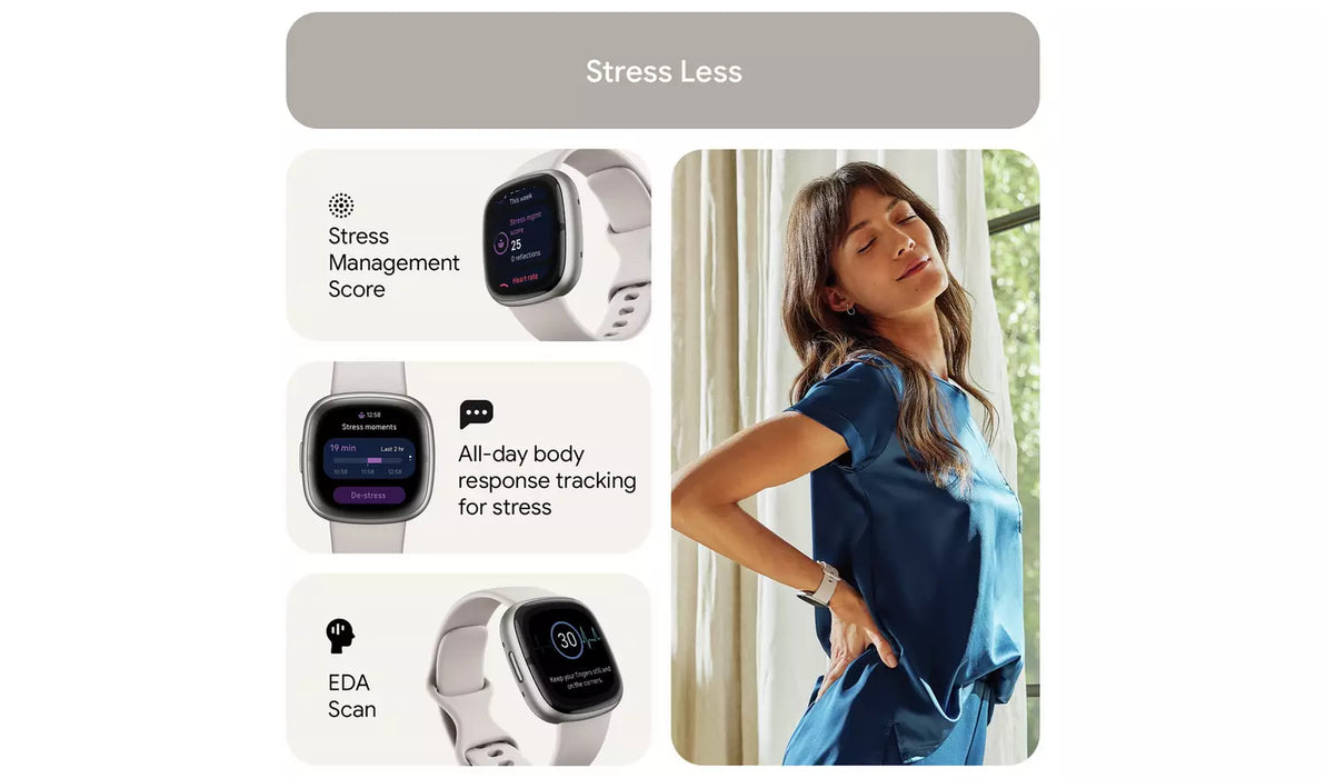 Fitbit Sense 2 Smart Watch - Lunar White/Platinum