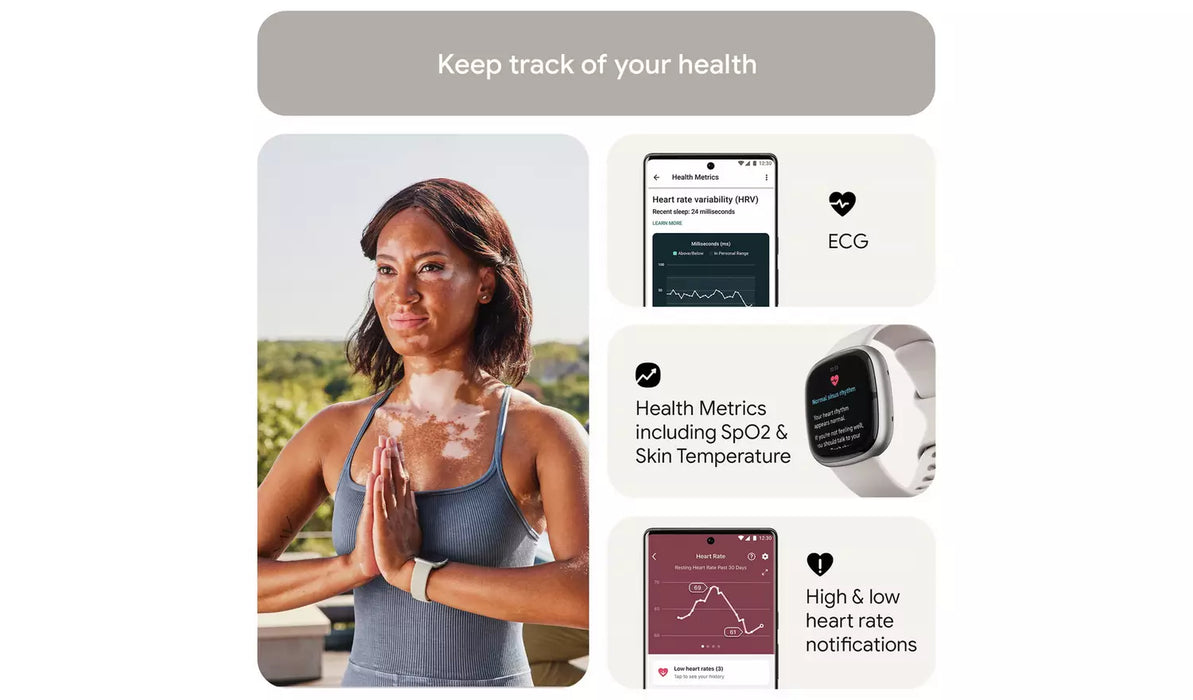 Fitbit Sense 2 Smart Watch - Lunar White/Platinum