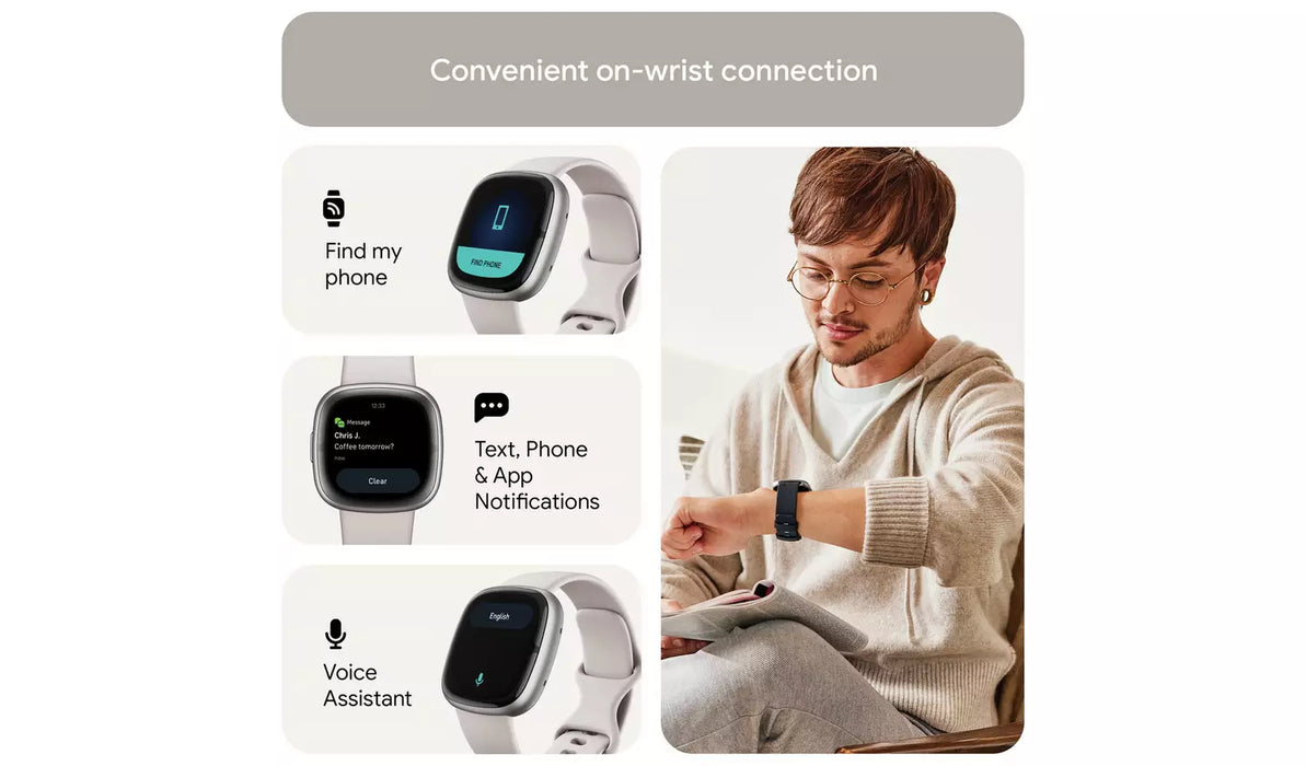 Fitbit Sense 2 Smart Watch - Lunar White/Platinum