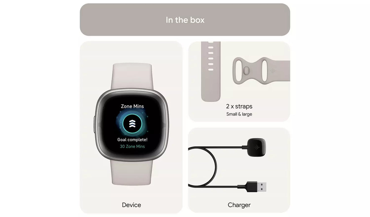 Fitbit Sense 2 Smart Watch - Lunar White/Platinum