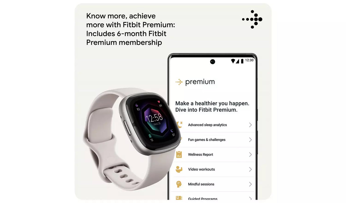Fitbit Sense 2 Smart Watch - Lunar White/Platinum