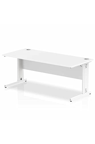 Impulse 1800 x 800mm Straight Desk White Top White Cable Managed Leg MI002274