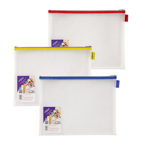 Best Value Snopake EVA Mesh Zippa Bag Foolscap Assorted Pack 3