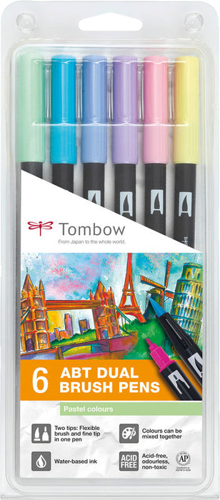 Tombow ABT Dual Brush Pen | Pastel Pack of 6
