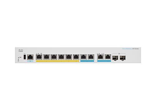 Cisco Business 350 Series CBS350-8MGP-2X - Switch - L3 - Managed - 6 x 10/100/1000 (PoE+) + 2 x 2.5GBase-T (PoE+) + 2 x combo 10 Gigabit SFP+/RJ-45 - rack-mountable - PoE+ (124 W)