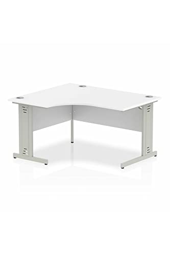 Dynamic Impulse 1400mm Left Hand Crescent Desk White Top Silver Cable Managed Leg I003846