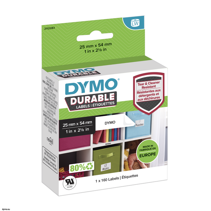DYMO LabelWriter Durable 25mm x 54mm White  Poly (Pack 160) 2112283