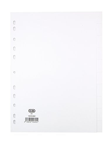 Elba A4 Manilla 160gsm Subject Dividers Europunched 10 Part White