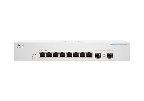 Cisco Business 220 Series CBS220-8T-E-2G - Switch - smart - 8 x 10/100/1000 + 2 x Gigabit SFP (uplink) - rack-mountable