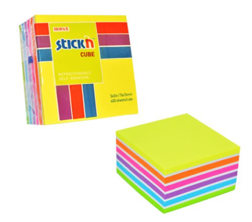 Best Value Stickn Repositionable Notes Neon Cube 76x76mm 400 Sheets