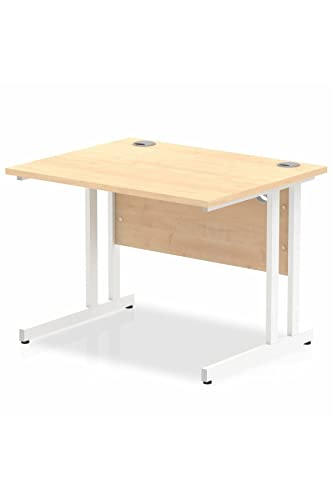 Impulse 1000 x 800mm Straight Desk Maple Top White Cantilever Leg MI002416