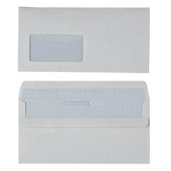 Best Value 100% Recycled Self Seal Envelopes 90gsm-Window DL - 45 x 90mm - Box of 500