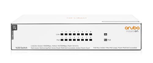 HPE Aruba Instant On 1430 8G Class4 PoE 64W Switch - Switch - unmanaged - 8 x 10/100/1000 (PoE Class 4) - desktop, rack-mountable - PoE (65 W)