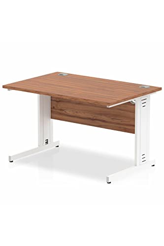 Impulse 1200 x 800mm Straight Desk Walnut Top White Cable Managed Leg MI001995