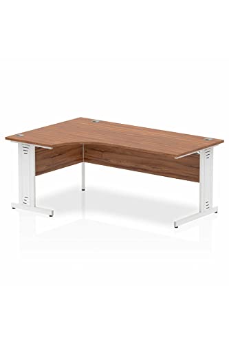 Dynamic Impulse 1800mm Right Crescent Desk Walnut Top White Cable Managed Leg MI002149