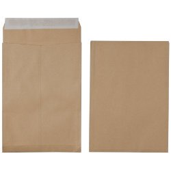 Best Value Premium Brown Gusset V Bottom 356 x 254 x 25mm Peel and Seal 140gsm Plain - Box of 125