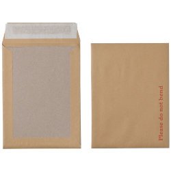 Best Value Premium Plain Brown Peel and Seal Board Backed Pocket Envelopes 241 x 178mm 115gsm - Box of 125