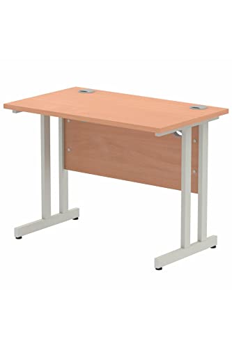 Impulse 1000 x 800mm Straight Desk Maple Top White Cantilever Leg MI002416