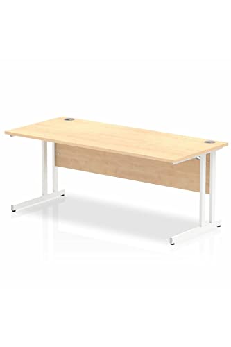 Impulse 1800 x 800mm Straight Desk Maple Top White Cantilever Leg MI002420