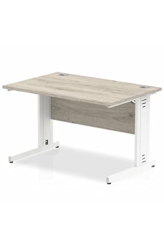Impulse 1000 x 800mm Straight Desk Grey Oak Top White Cable Managed Leg I003097