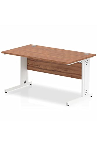 Impulse 1400 x 800mm Straight Desk Walnut Top White Cable Managed Leg  MI001996