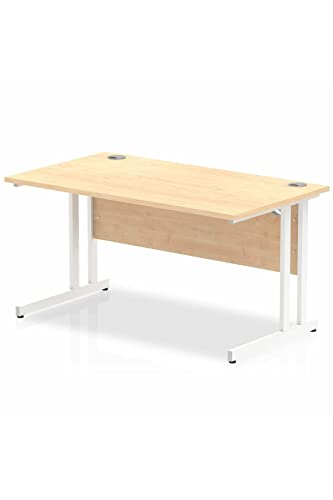 Impulse 1400 x 800mm Straight Desk Maple Top White Cantilever Leg  MI002418