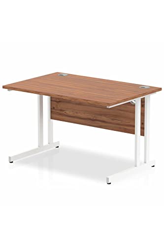 Impulse 1200 x 800mm Straight Desk Walnut Top White Cantilever Leg MI001905