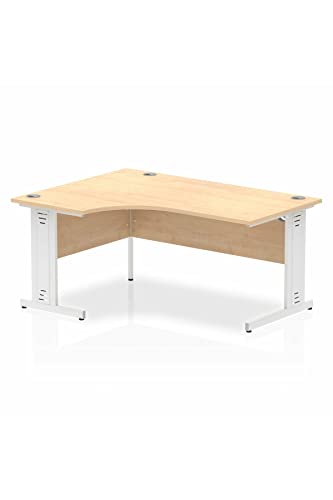 Dynamic Impulse 1600mm Left Crescent Desk Maple Top White Cable Managed Leg MI002622