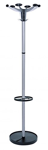 Best Value Alba Sevilla Hat and Coat Stand Tubular Steel with Umbrella Holder 4 Hooks 6 Pegs H1750mm Ref PMSEV