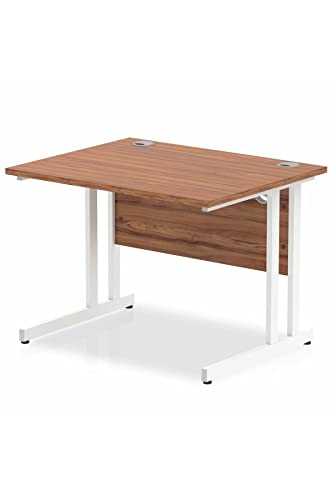 Impulse 1000 x 800mm Straight Desk Walnut Top White Cantilever Leg MI001904