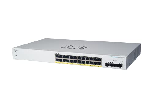 Cisco Business 220 Series CBS220-24P-4X - Switch - smart - 24 x 10/100/1000 (PoE+) + 4 x 10 Gigabit SFP+ (uplink) - rack-mountable - PoE+ (195 W)