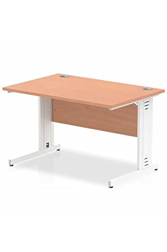 Impulse 1200 x 800mm Straight Desk Beech Top White Cable Managed Leg MI001754