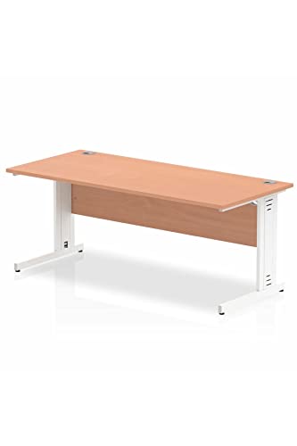 Impulse 1800 x 800mm Straight Desk Beech Top White Cable Managed Leg MI001757
