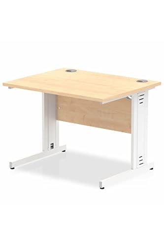 Impulse 1000 x 800mm Straight Desk Maple Top White Cable Managed Leg MI002496