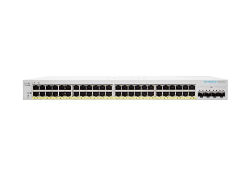 Cisco Business 220 Series CBS220-48P-4X - Switch - smart - 48 x 10/100/1000 (PoE+) + 4 x 10 Gigabit SFP+ (uplink) - rack-mountable - PoE+ (382 W)