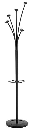 Best Value Alba Festival Hat and Coat Stand Tubular Steel with Umbrella Holder and 5 Pegs Black Ref PMFESTY N
