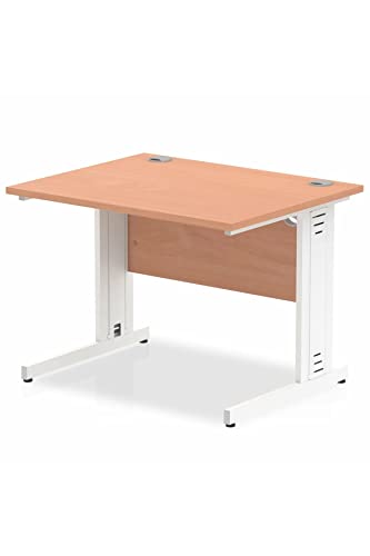 Impulse 1000 x 800mm Straight Desk Beech Top White Cable Managed Leg MI001753