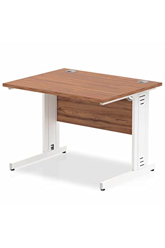 Impulse 1000 x 800mm Straight Desk Walnut Top White Cable Managed Leg MI001994