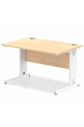 Impulse 1200 x 800mm Straight Desk Maple Top White Cable Managed Leg MI002497