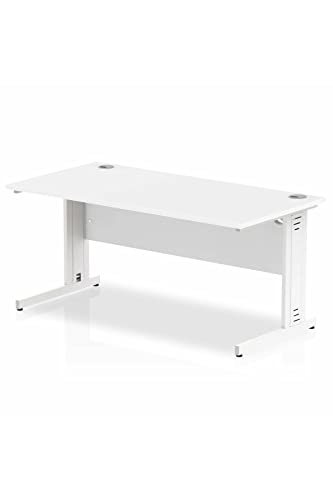 Impulse 1600 x 800mm Straight Desk White Top White Cable Managed Leg MI002273