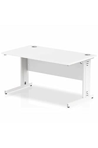 Impulse 1400 x 800mm Straight Desk White Top White Cable Managed Leg  MI002272