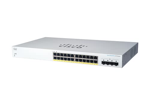Cisco Business 220 Series CBS220-24FP-4G - Switch - smart - 24 x 10/100/1000 (PoE+) + 4 x Gigabit SFP (uplink) - rack-mountable - PoE+ (382 W)