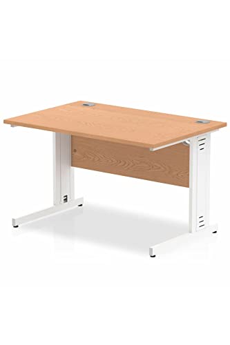 Impulse 1200 x 800mm Straight Desk Oak Top White Cable Managed Leg MI002723