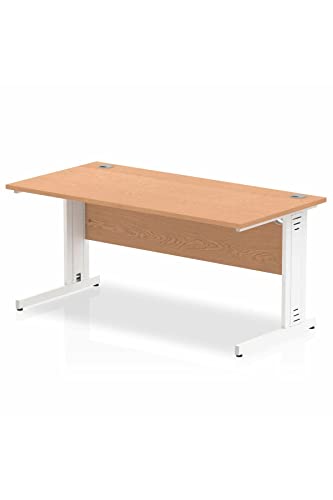 Impulse 1600 x 800mm Straight Desk Oak Top White Cable Managed Leg MI002725